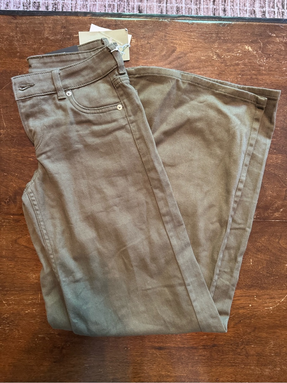 H&M Divided Wide Leg Jeans NWT Sz 0 Olive Green Low Waist